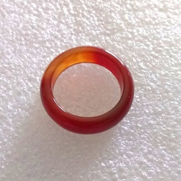 Orange Flame ~ Banded Agate Stone Ring Size 6.75 ~ Friendship Ring ~ Stack Rings - Picture 1 of 9